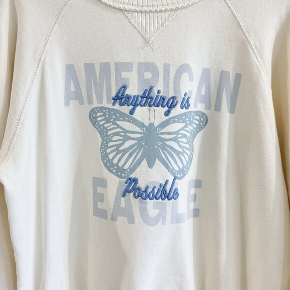 American Eagle Funday Graphic Raglan Sleeve Crewneck Sweatshirt Size S GG808 - Picture 3 of 6